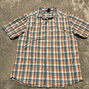 Marmot Shirt Mens Medium Plaid Button Hiking Performance Nylon Short Sleeve